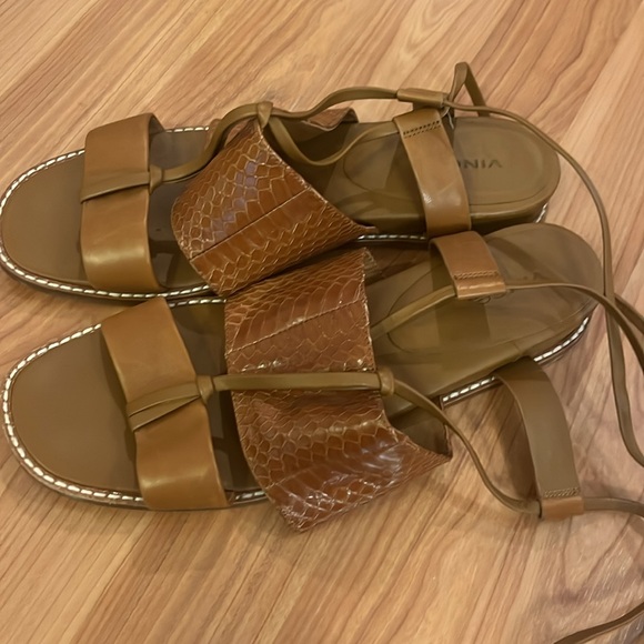 Vince Forster Leather & Watersnake Ankle-Wrap Sandals. Size 9. Dust bag incl. - Picture 5 of 11